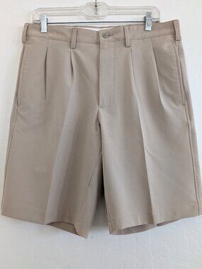 FOOTJOY FJ Golf Shorts Men's 32 Beige Outdoor Casual Performance Pleated
